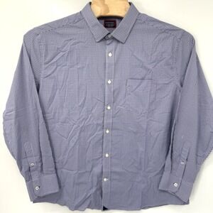 UNTUCKit Button Down Shirt Mens XXXL Blue Gingham Plaid Performance Stretch